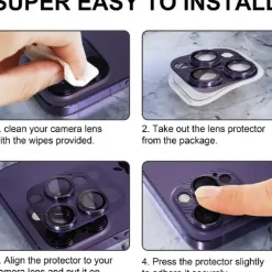 1 Set Camera Lens Protector For Apple iPhone 16 15 14 Pro Max Plus iPhone 16 iPhone 15 Pro Max Plus Tempered Glass 9H Hardness