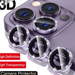 1 Set Camera Lens Protector For Apple iPhone 16 iPhone 15 Pro Max Plus iPhone 14 13 12 11 Pro Max Mini SE X XR XS Max 8 7 Plus Tempered Glass 9H Hardness Anti-Fingerprint High Definition Diamond