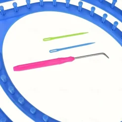 1 Set Deluxe Knitting Loom Kit - Create Beautiful Hats, Scarves, Shawls, Sweaters, Socks, and Blankets with Ease - DIY Yarn Craft Kit with Hooks, Available in Pink and Blue Colors