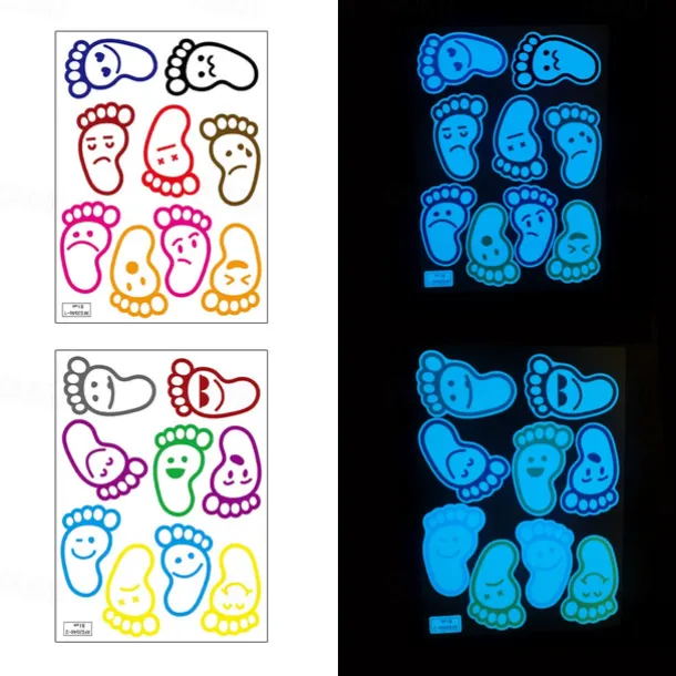1 Set Footprint Pattern Glow In The Dark Floor Sticker