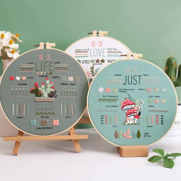 3 Sets Embroidery kit for Beginners AdultsLearn 33 Different Stitches DIY Kits Includes Stamped Flower Pattern Hoop Color ThreadsToolsEasy to Follow