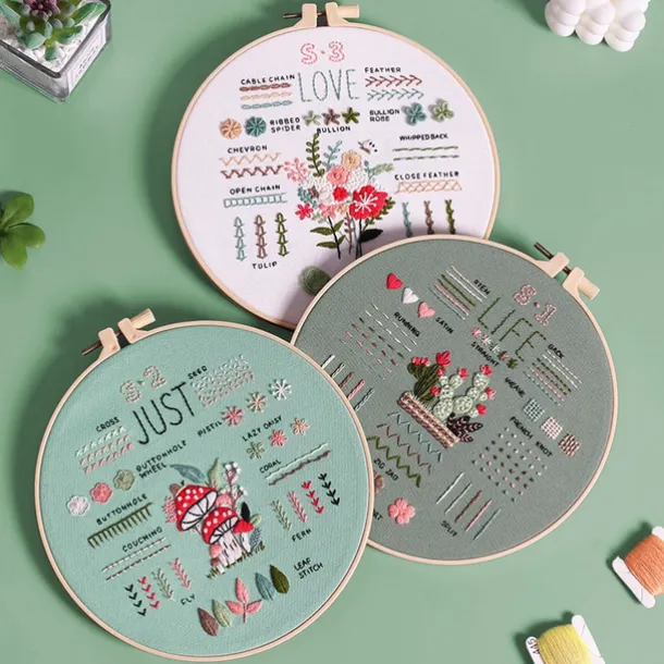 3 Sets Embroidery kit for Beginners AdultsLearn 33 Different Stitches DIY Kits Includes Stamped Flower Pattern Hoop Color ThreadsToolsEasy to Follow