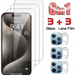 3 Sets Screen Protector + Camera Lens Protector For Apple iPhone 16 iPhone 15 14 Pro Max Tempered Glass Privacy Anti-Spy 9H Hardness Anti Bubbles Anti-Fingerprint Scratch Proof