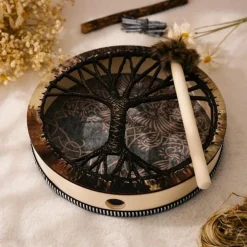 8'' Shaman Viking Drum Huginn&Muninn Deep Bass Sound Water Resistant Plastic Membrane Huge Vegan Frame Drum LARP Party