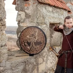 8'' Shaman Viking Drum Huginn&Muninn Deep Bass Sound Water Resistant Plastic Membrane Huge Vegan Frame Drum LARP Party