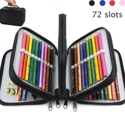 72 Slots Pencil Case Handy Large Capacity Oxford Multi-Layer Zipper Pencil Bag for Color Pen, Colored Pencils, Watercolor Pens, Makeup Brush, Cosmetic Brushes, Gel Pen, etc