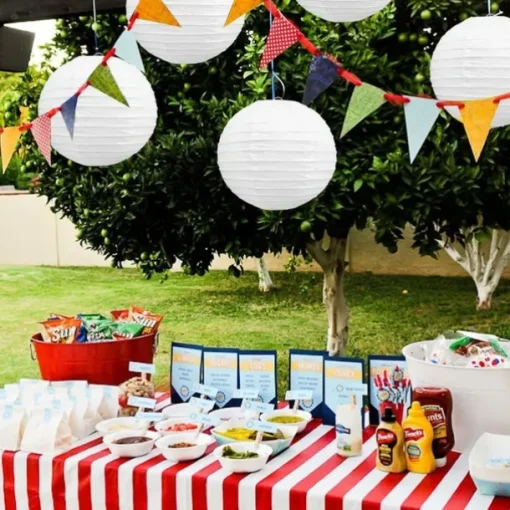 12" Solar Paper Lanterns Powered Lanterns Waterproof Outdoor Nylon Cloth Paper Lantern Lamps Garden Hanging