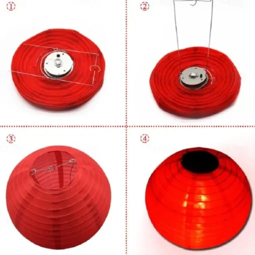 12" Solar Paper Lanterns Powered Lanterns Waterproof Outdoor Nylon Cloth Paper Lantern Lamps Garden Hanging