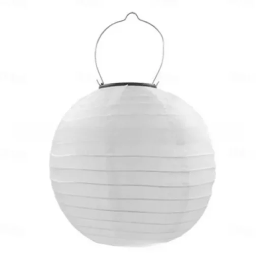 12" Solar Paper Lanterns Powered Lanterns Waterproof Outdoor Nylon Cloth Paper Lantern Lamps Garden Hanging