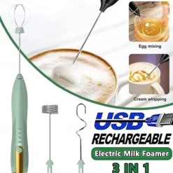 3 Speed Adujustable Mini Electric Milk Foamer Blender Rechargeable Coffee Whisk Mixer Handheld Egg Beater Kitchen Whisk Tool