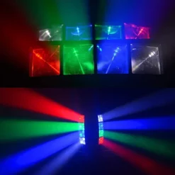 7 Stars Moving Head DJ Light –Party Lights Indoor 8 Beams Spider LED RGBW 4-in-1 Spotlight DMX/Sound/Auto Modes, Perfect for Weddings, Karaoke, & Disco Light Shows
