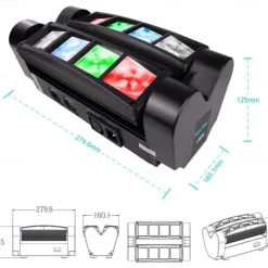 7 Stars Moving Head DJ Light –Party Lights Indoor 8 Beams Spider LED RGBW 4-in-1 Spotlight DMX/Sound/Auto Modes, Perfect for Weddings, Karaoke, & Disco Light Shows