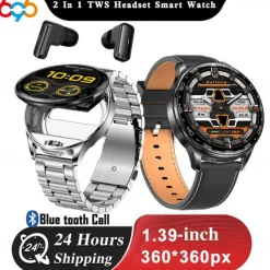 696 T97 Smart Watch 1.39 inch Smart Band Fitness Bracelet Bluetooth Pedometer Call Reminder Sleep Tracker Compatible with Android iOS Men Hands-Free Calls Message Reminder Watches with Earbuds IP 67