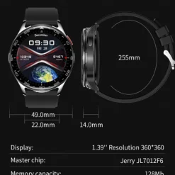 696 T97 Smart Watch 1.39 inch Smart Band Fitness Bracelet Bluetooth Pedometer Call Reminder Sleep Tracker Compatible with Android iOS Men Hands-Free Calls Message Reminder Watches with Earbuds IP 67