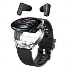 696 T97 Smart Watch 1.39 inch Smart Band Fitness Bracelet Bluetooth Pedometer Call Reminder Sleep Tracker Compatible with Android iOS Men Hands-Free Calls Message Reminder Watches with Earbuds IP 67