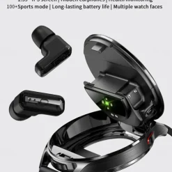 696 T97 Smart Watch 1.39 inch Smart Band Fitness Bracelet Bluetooth Pedometer Call Reminder Sleep Tracker Compatible with Android iOS Men Hands-Free Calls Message Reminder Watches with Earbuds IP 67