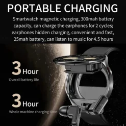 696 T97 Smart Watch 1.39 inch Smart Band Fitness Bracelet Bluetooth Pedometer Call Reminder Sleep Tracker Compatible with Android iOS Men Hands-Free Calls Message Reminder Watches with Earbuds IP 67