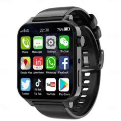 696 TK01 Smart Watch 1.99 inch 4G LTE Cellular Smartwatch Phone Bluetooth 4G Pedometer Call Reminder Sleep Tracker Compatible with Android iOS Men GPS Hands-Free Calls with Camera IP 67 31mm Watch