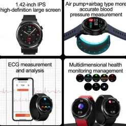 696 TK62 Smart Watch 1.42 inch Smartwatch Fitness Running Watch Bluetooth ECG+PPG Pedometer Call Reminder Compatible with Android iOS Women Men Hands-Free Calls Message Reminder IP 67 47mm Watch Case