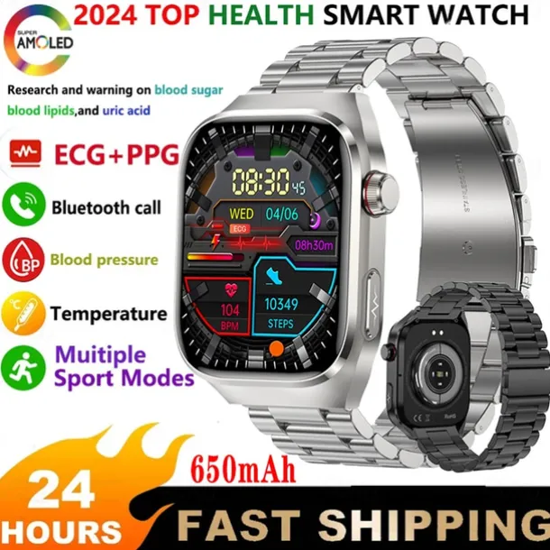 696 TK16 Smart Watch 2.4 inch Smartwatch Fitness Running Watch Bluetooth Pedometer Call Reminder Sleep Tracker Compatible with Android iOS Men Hands-Free Calls Message Reminder IP 67 52mm Watch Case