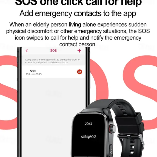 696 TK16 Smart Watch 2.4 inch Smartwatch Fitness Running Watch Bluetooth Pedometer Call Reminder Sleep Tracker Compatible with Android iOS Men Hands-Free Calls Message Reminder IP 67 52mm Watch Case