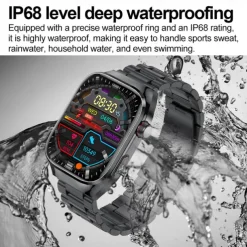 696 TK16 Smart Watch 2.4 inch Smartwatch Fitness Running Watch Bluetooth Pedometer Call Reminder Sleep Tracker Compatible with Android iOS Men Hands-Free Calls Message Reminder IP 67 52mm Watch Case