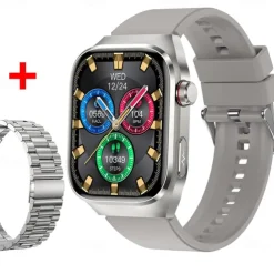 696 TK16 Smart Watch 2.4 inch Smartwatch Fitness Running Watch Bluetooth Pedometer Call Reminder Sleep Tracker Compatible with Android iOS Men Hands-Free Calls Message Reminder IP 67 52mm Watch Case