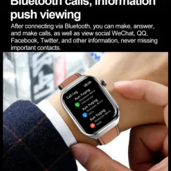 696 TK16 Smart Watch 2.4 inch Smartwatch Fitness Running Watch Bluetooth Pedometer Call Reminder Sleep Tracker Compatible with Android iOS Men Hands-Free Calls Message Reminder IP 67 52mm Watch Case