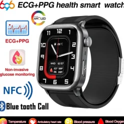 696 TK66 Smart Watch 2.06 inch Smartwatch Fitness Running Watch Bluetooth ECG+PPG Pedometer Call Reminder Compatible with Android iOS Men Hands-Free Calls Message Reminder IP 67 49mm Watch Case