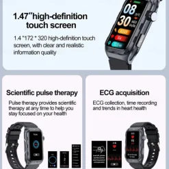 696 TK79 Smart Watch 1.47 inch Smart Band Fitness Bracelet Bluetooth ECG+PPG Temperature Monitoring Pedometer Compatible with Android iOS Women Men Message Reminder IPX-0 27mm Watch Case