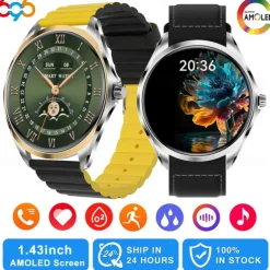 696 TN88 Smart Watch 1.43 inch Smart Band Fitness Bracelet Bluetooth Pedometer Call Reminder Sleep Tracker Compatible with Android iOS Women Men Hands-Free Calls Message Reminder IP 67 43mm Watch Case