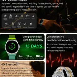 696 TN88 Smart Watch 1.43 inch Smart Band Fitness Bracelet Bluetooth Pedometer Call Reminder Sleep Tracker Compatible with Android iOS Women Men Hands-Free Calls Message Reminder IP 67 43mm Watch Case