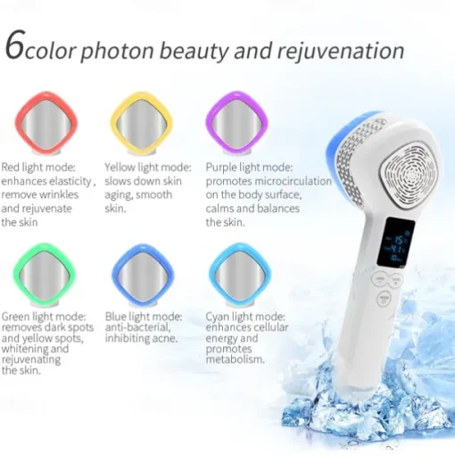 -5 To 48 Degree Large Ice Hammer Face Massager Face Lifting Beauty Instrument 6 Colors Photon Light Therapy for Skin Rejuvenation