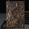 8 Types Embossed Leather Journal Diary Business Notebook Agenda Antique Handmade Relief Notebook Phoenix Immortal Bird Travel Notebook Agenda Book Gift for Friends Size A5 (8.4x5x0.7 Inches)
