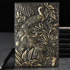 8 Types Embossed Leather Journal Diary Business Notebook Agenda Antique Handmade Relief Notebook Phoenix Immortal Bird Travel Notebook Agenda Book Gift for Friends Size A5 (8.4x5x0.7 Inches)