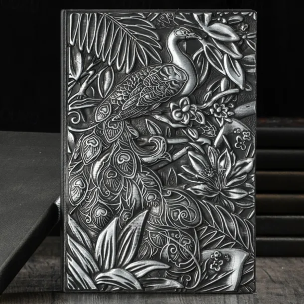 8 Types Embossed Leather Journal Diary Business Notebook Agenda Antique Handmade Relief Notebook Phoenix Immortal Bird Travel Notebook Agenda Book Gift for Friends Size A5 (8.4x5x0.7 Inches)