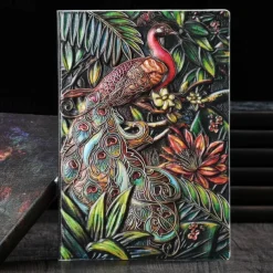 8 Types Embossed Leather Journal Diary Business Notebook Agenda Antique Handmade Relief Notebook Phoenix Immortal Bird Travel Notebook Agenda Book Gift for Friends Size A5 (8.4x5x0.7 Inches)