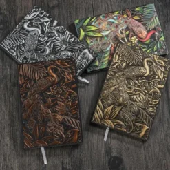 8 Types Embossed Leather Journal Diary Business Notebook Agenda Antique Handmade Relief Notebook Phoenix Immortal Bird Travel Notebook Agenda Book Gift for Friends Size A5 (8.4x5x0.7 Inches)