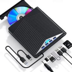 4 USB With LED Lights External CD/DVD Players For Personal Computers CD/DVD Players. Type-C Multi-function Extender Card Reader For Windows/Liunx/Mac Os/for Mac Book/Note Book/for I Mac/Mac OS/SE/ME