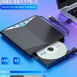 4 USB With LED Lights External CD/DVD Players For Personal Computers CD/DVD Players. Type-C Multi-function Extender Card Reader For Windows/Liunx/Mac Os/for Mac Book/Note Book/for I Mac/Mac OS/SE/ME