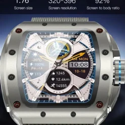 696 V68 Smart Watch 1.76 inch Smartwatch Fitness Running Watch Bluetooth Pedometer Call Reminder Sleep Tracker Compatible with Android iOS Men Hands-Free Calls Message Reminder IPX-0 44mm Watch Case