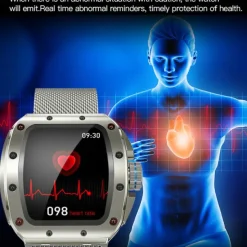 696 V68 Smart Watch 1.76 inch Smartwatch Fitness Running Watch Bluetooth Pedometer Call Reminder Sleep Tracker Compatible with Android iOS Men Hands-Free Calls Message Reminder IPX-0 44mm Watch Case