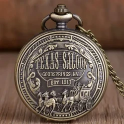 1913 Western Cowboy Carriage Badge Men's and Women's Quartz Pocket Watch Fashion Best Festival Gift Student Clock
