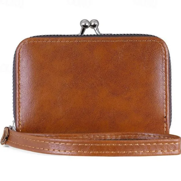 2023 Women New Retro Genuine Leather Rivet Short Wallet Zipper Coin Card Holder Female Coin Clutch Wallets Purse Money Bag