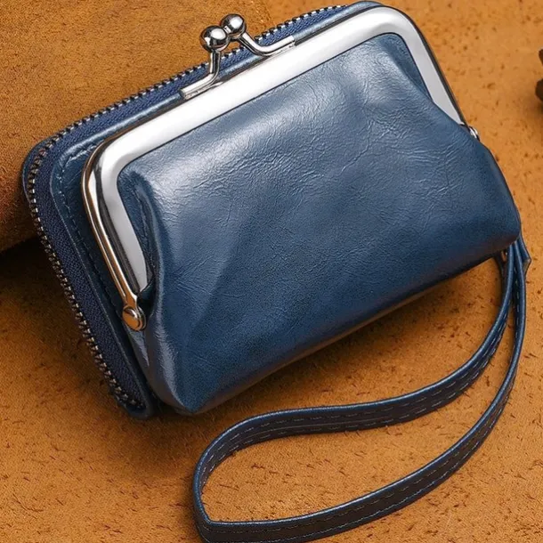 2023 Women New Retro Genuine Leather Rivet Short Wallet Zipper Coin Card Holder Female Coin Clutch Wallets Purse Money Bag