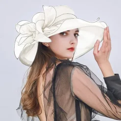 2025 Womens Organza Church Derby Hat - Elegant Fashionable Tea Party Fascinator and Church Hat