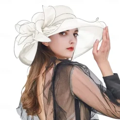 2025 Womens Organza Church Derby Hat - Elegant Fashionable Tea Party Fascinator and Church Hat