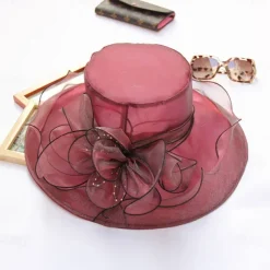 2025 Womens Organza Church Derby Hat - Elegant Fashionable Tea Party Fascinator and Church Hat