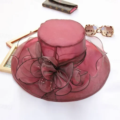 2025 Womens Organza Church Derby Hat - Elegant Fashionable Tea Party Fascinator and Church Hat