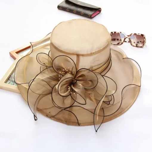 2025 Womens Organza Church Derby Hat - Elegant Fashionable Tea Party Fascinator and Church Hat